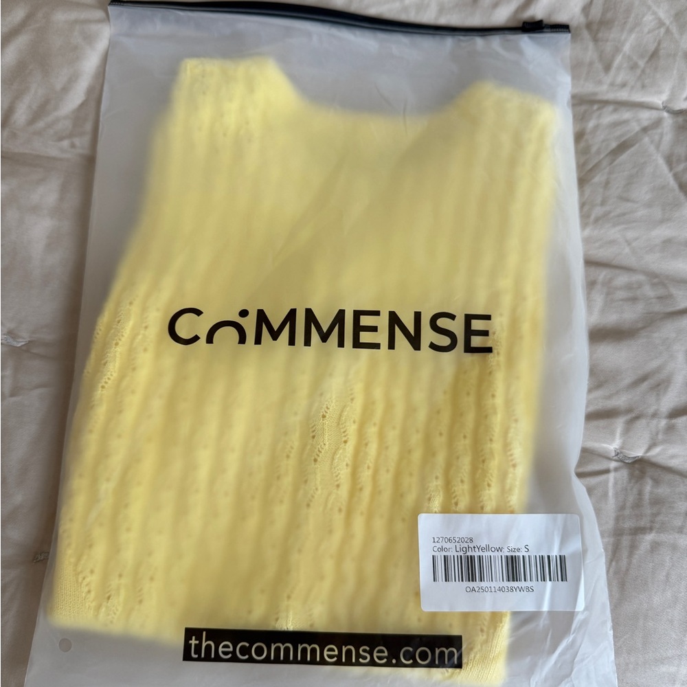 Commense Sunny Yellow Short Sleeve Knit Button-Down Top - Picture 6 of 6